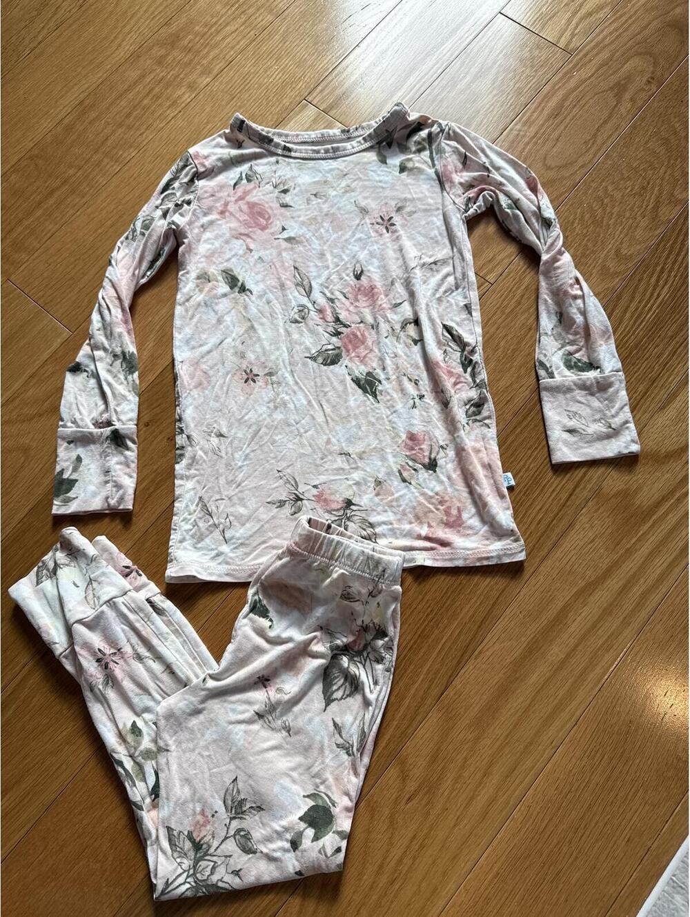 Posh Peanut 4T Girls Floral Pajama Set - Viscose Bamboo, Spandex